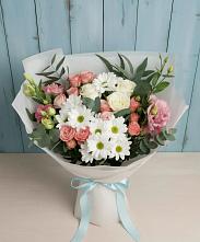 Букет цветов из:  Розы, Лизиантусы и Хризантемы в Средней Елюзани