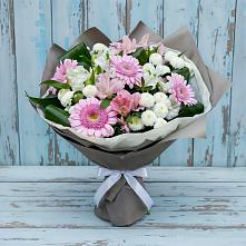 Букет цветов из:  Герберы, Альстромерии и Хризантемы в Средней Елюзани