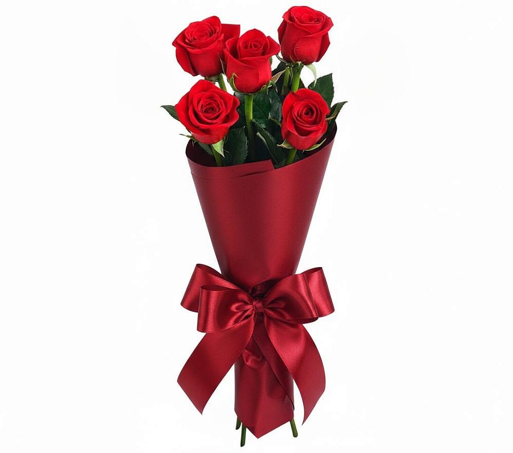Букет 5 Красных роз Эдлесс Лав в Средней Елюзани