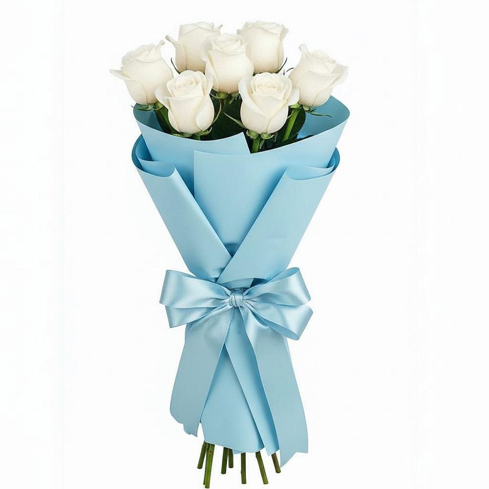 Букет 7 белых роз Проуд в Средней Елюзани