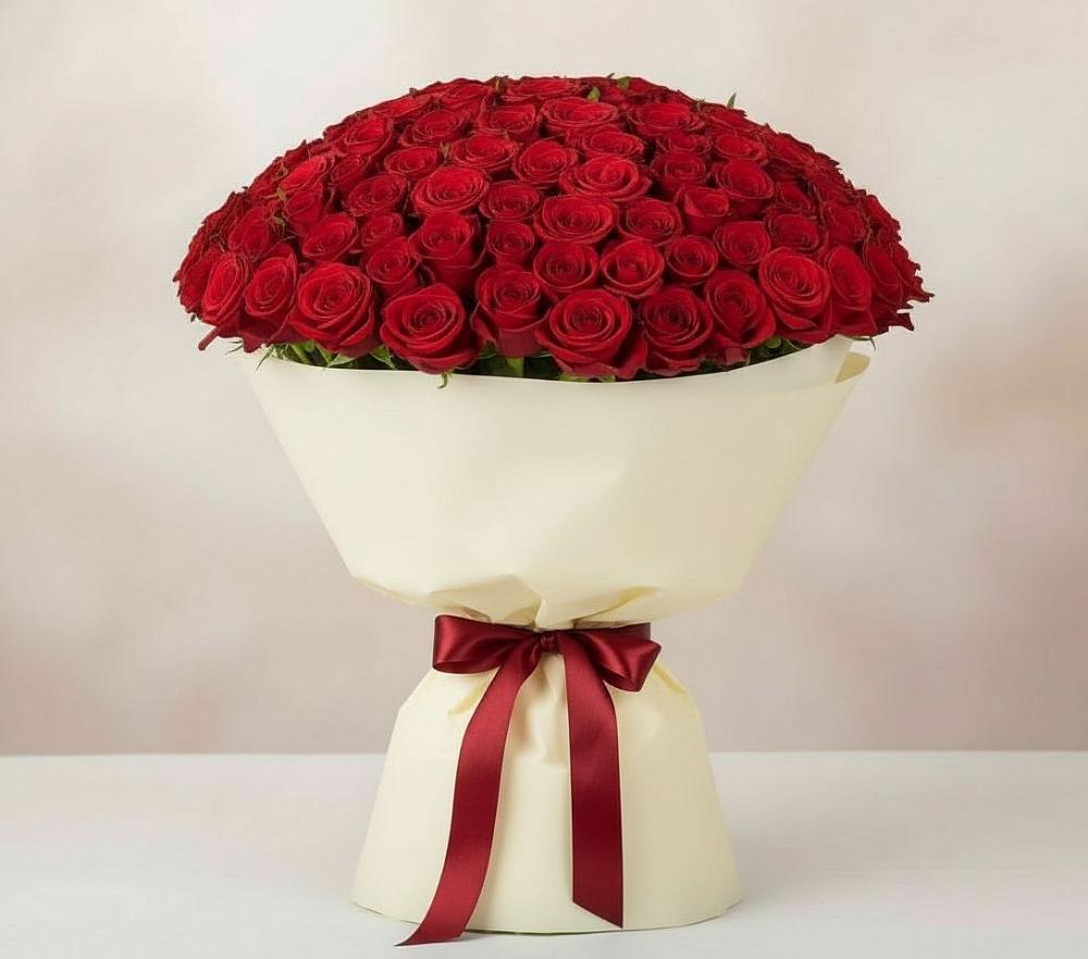 Букет 101 Красная роза Милано в Средней Елюзани