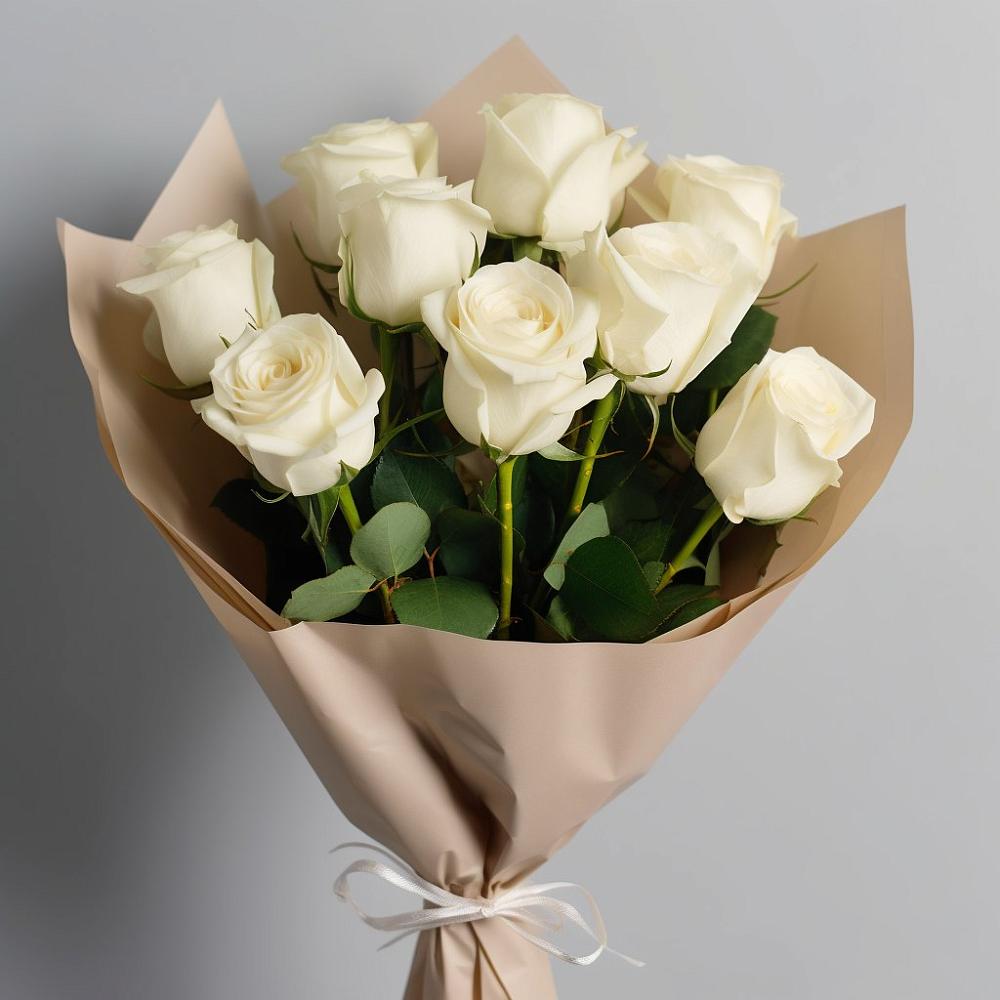 Букет 9 Белых роз Эдлесс Лав в Средней Елюзани