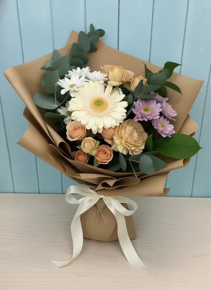 Букет цветов из: Герберы и Хризантемы в Средней Елюзани