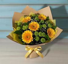 Букет цветов из:  Герберы и Хризантемы #REPLACE_PRED# Средней Елюзани