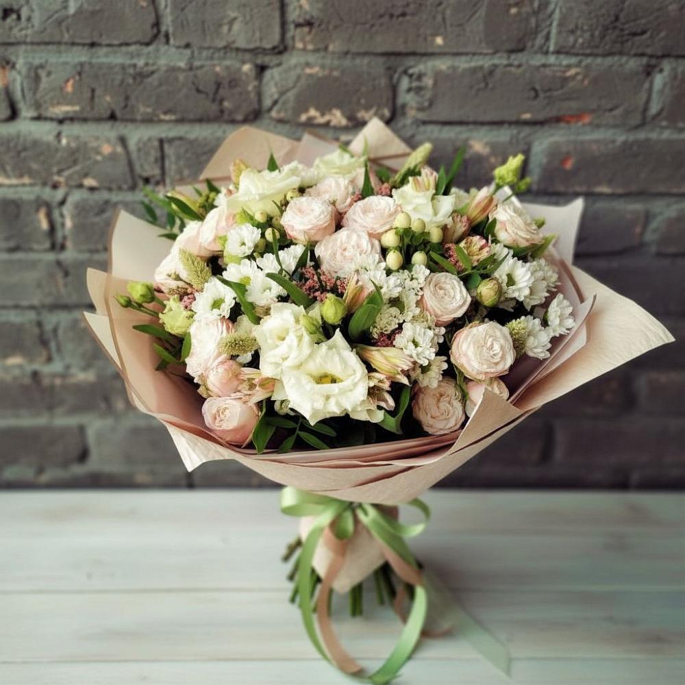 Букет цветов из: Альстромерии, Розы и Хризантемы в Средней Елюзани
