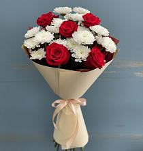 Букет цветов из:  Розы и Хризантемы в Средней Елюзани
