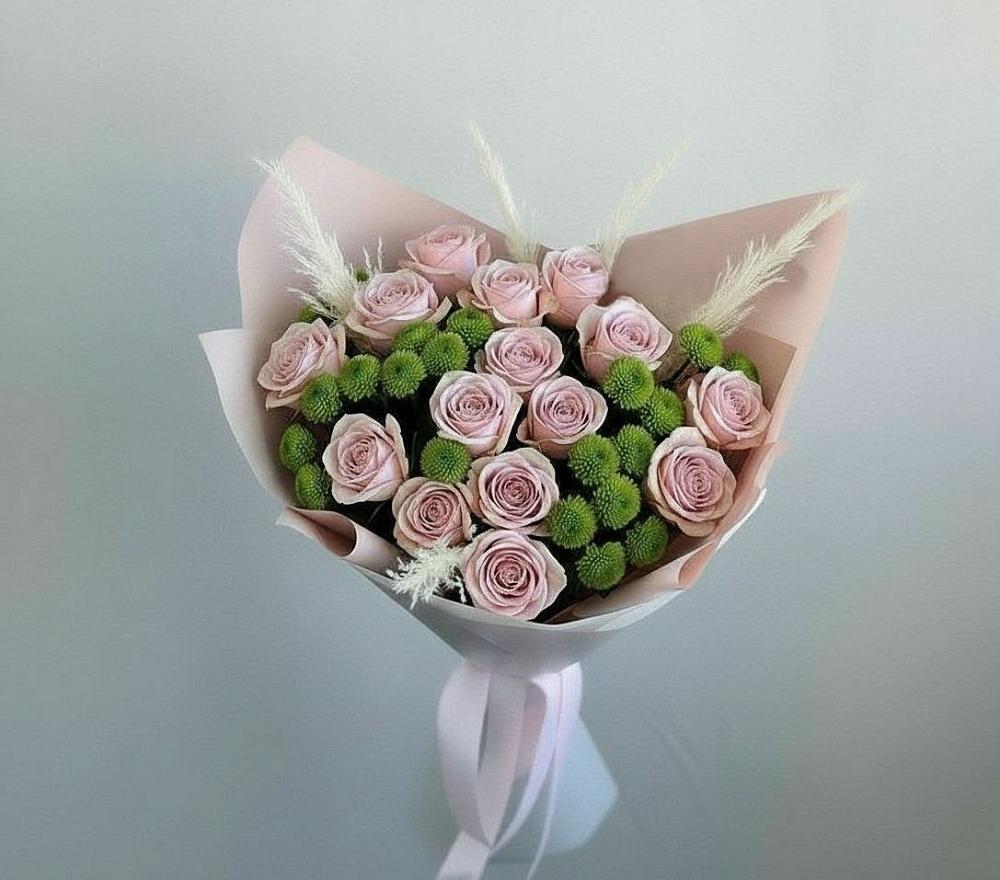 Букет цветов из: Розы и Хризантемы в Средней Елюзани