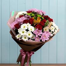 Букет цветов из:  Розы, Хризантемы и Альстромерии в Средней Елюзани