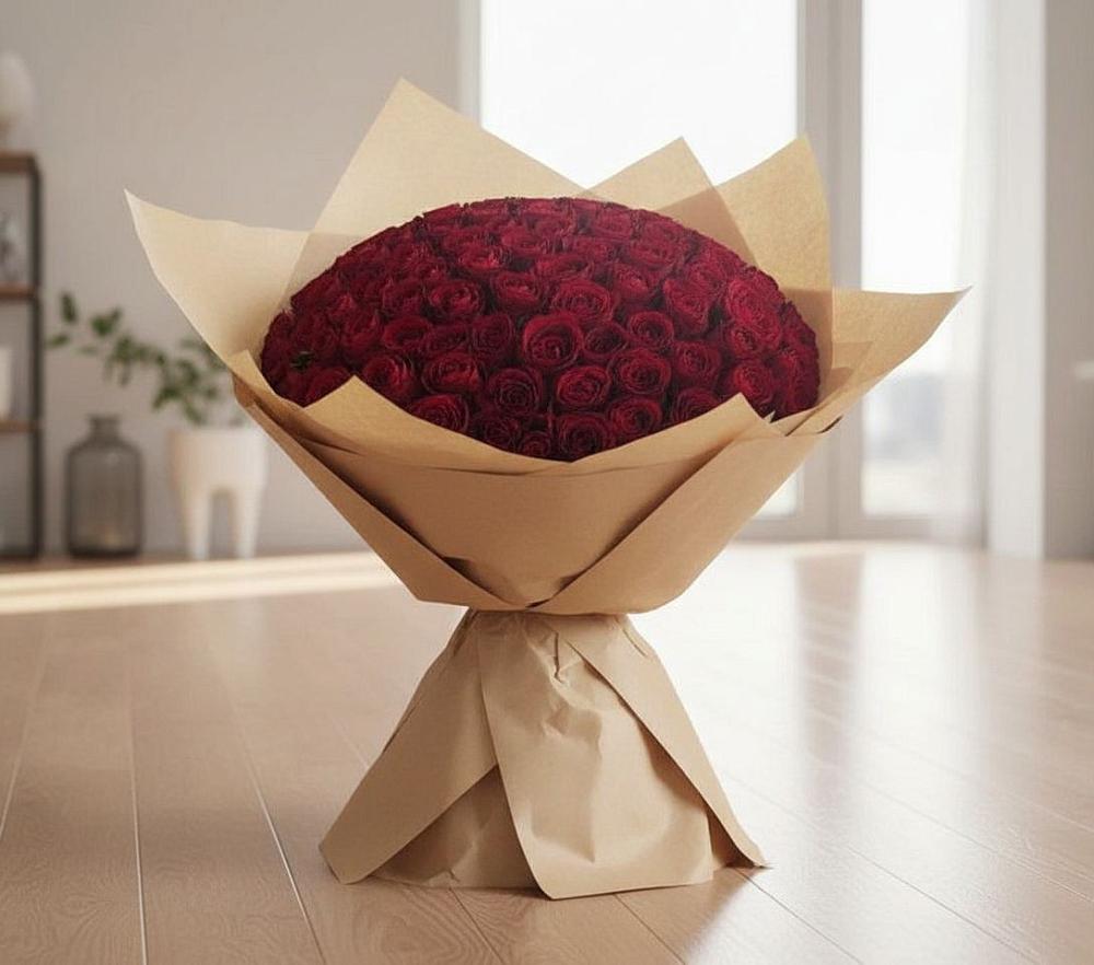 Букет 101 Красная роза в Средней Елюзани