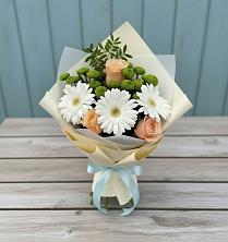 Букет цветов из:  Герберы, Розы и Хризантемы в Средней Елюзани