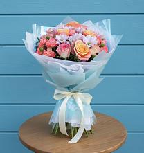 Букет цветов из:  Хризантемы и Розы в Средней Елюзани