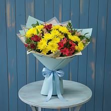 Букет цветов из:  Альстромерии и Хризантемы в Средней Елюзани