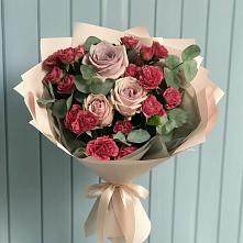 Букет цветов из:  Гвоздики и Розы в Средней Елюзани